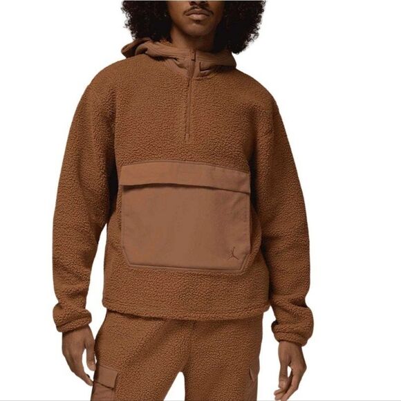 Air Jordan Flight Sherpa 1/2 Zip Pullover Hoodie Men's Size Large L FV7452-223 - Picture 2 of 13
